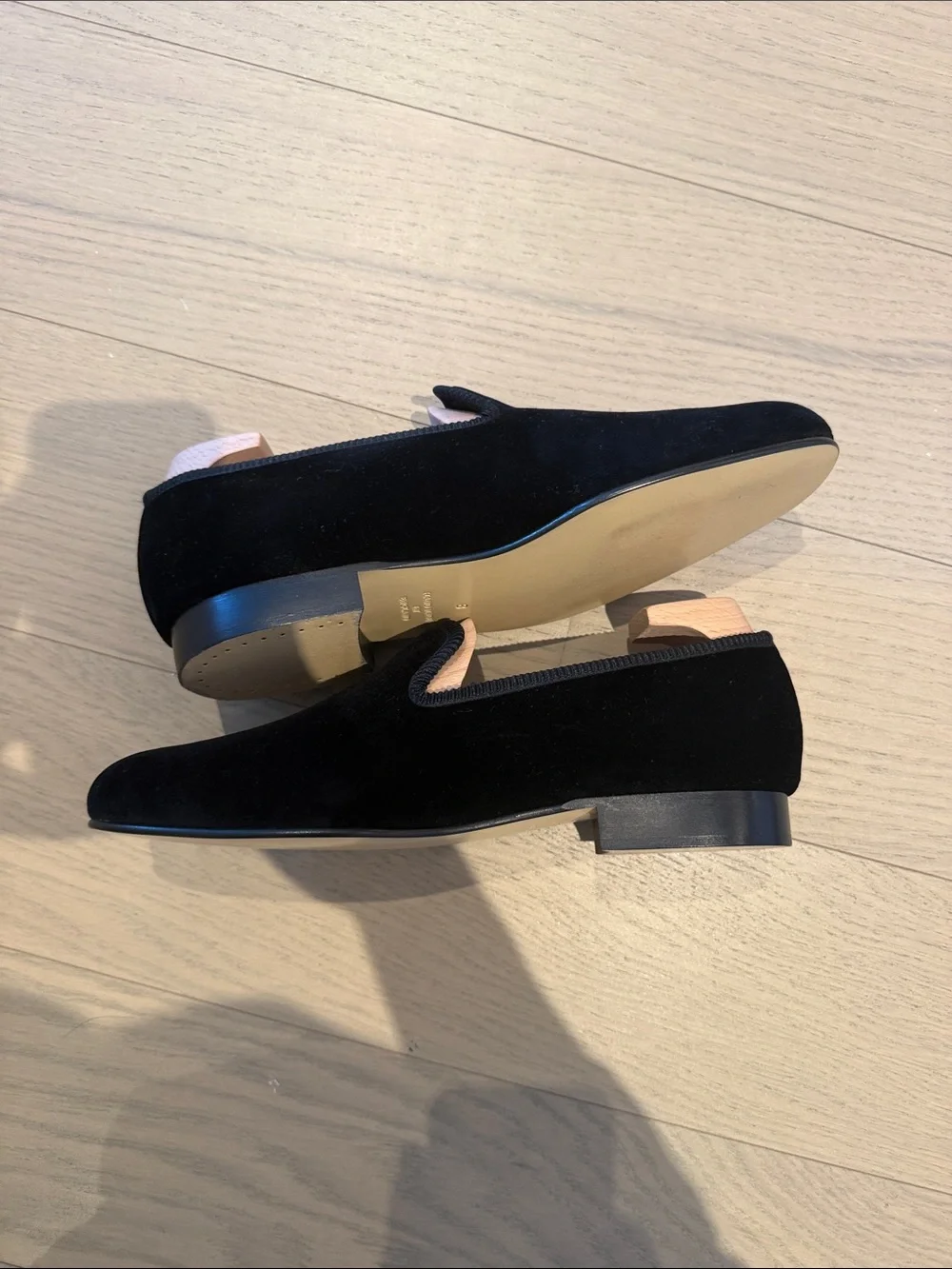 Crockett and Jones Plain Albert Black Velvet Men’s Slip-On Loafers